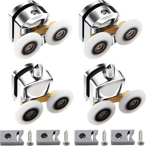 Lot de 4 roulettes pour porte de douche, porte coulissante, paroi de douche en verre, 23 mm (1/5)