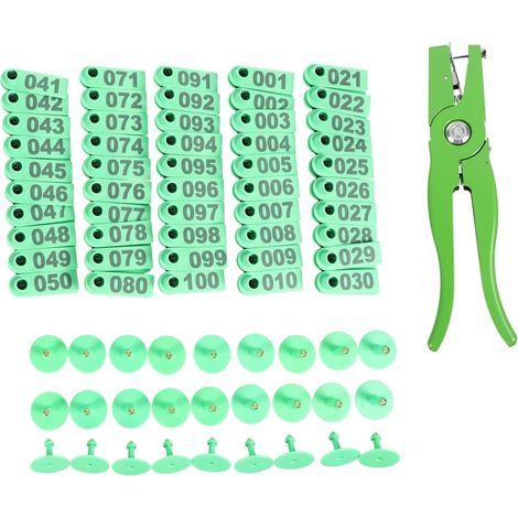 Pince à Étiqueter les Oreilles pour Moutons et Cochons en Plastique Vert Confortable 103 Pièces D'étiquettes D'oreilles Résistantes la Décoloration (1/5)