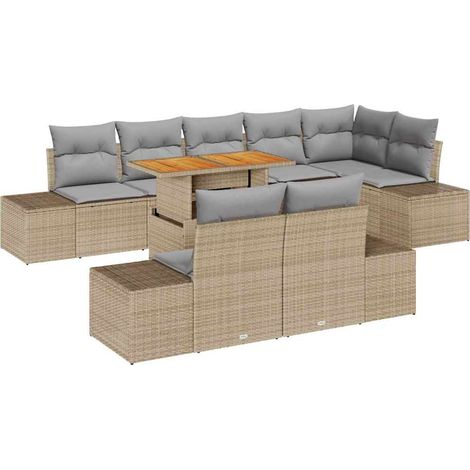 Maison Exclusive - Set Divano da Giardino 9 pcs Beige Poly Rattan