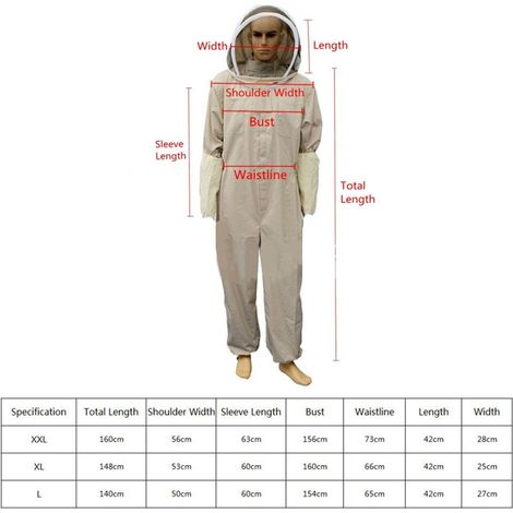Atmungsaktiver und weicher Imkeranzug, bequemes einteiliges Schutzkleidungsstück mit abnehmbarer Kapuze, stichfest, ideal für die Imkerei, Einheitsgröße, hautfreundliches Material. (1/5)