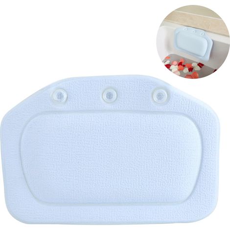 Oreiller de bain, mousse souple, oreiller de spa rembourré, baignoire en PVC, appuie-tête, oreillers pour la tête, la nuque et le dos (bleu clair)