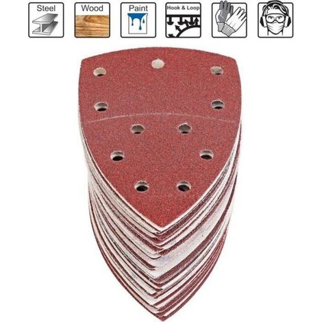60 Feuilles Abrasives Triangles Papier Poncage Triangulaire Ponceuse Mouse Delta, 105 x152 mm, Grain P40/60/80/120/180/240-LIAIKI (1/5)