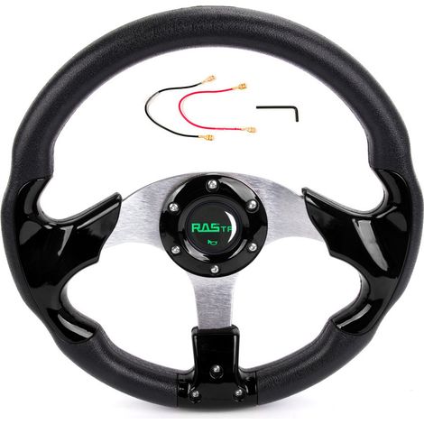 Car modification accessories, racing steering wheel, 13-inch personalized drift PU steering wheel, 320mm - black. (1/4)