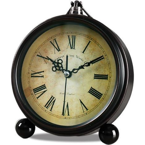 Klassische Retro-Uhr, Vintage-Tischwecker aus Metall im europäischen Stil, geräuschlos - Stil D