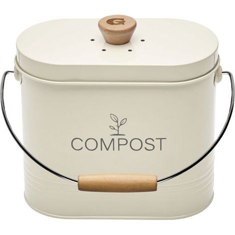 Kompostbehälter 3l Oval Beige mit Filter – Guillouard