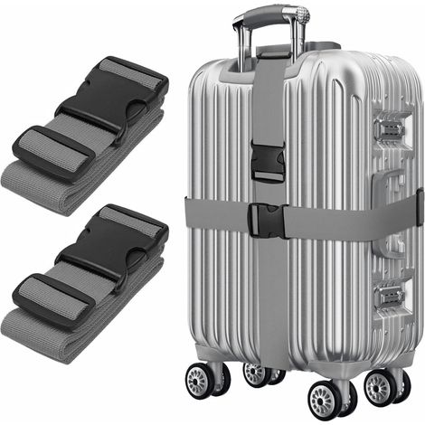 Sangles de Bagage Réglables avec Boucle Ceinture Elastique Valise Croisée Voyage Lanière pour Valise Attache pour Fermeture Sécurisée 2 Pièces