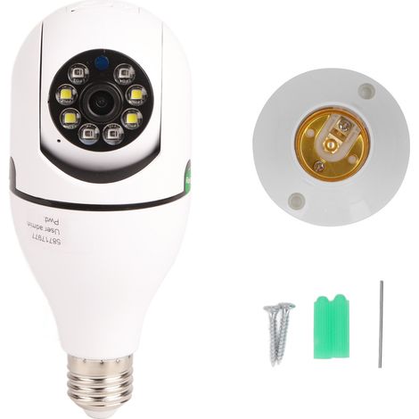 Caméra de surveillance WiFi 3MP, ampoule E27 intelligente, audio bidirectionnel, détection de mouvement, vision nocturne, sécurité sans fil. (1/5)