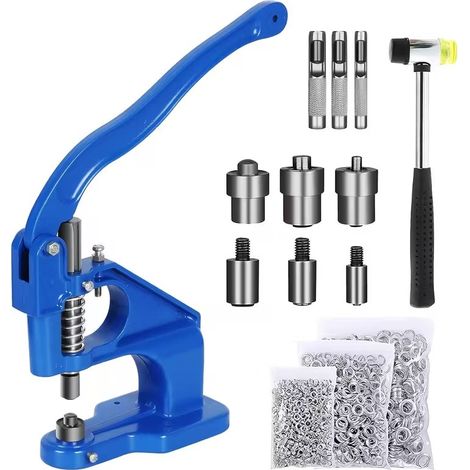 Kit de presse à œillets multifonction avec marteau : 3 jeux de tampons et 1500 œillets (6/10/12 mm) inclus - Parfait pour les œillets, les boutons-pression et plus encore - Votre solution (1/5)