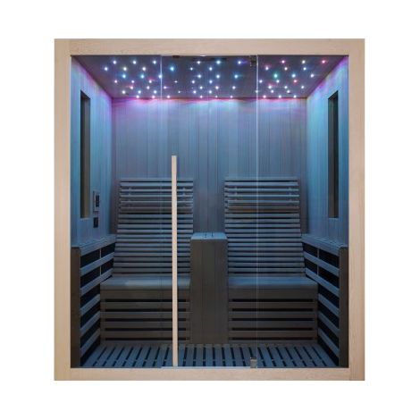 Azura Home Design – Sauna infrarouge 2 places – 14 plaques chauffantes en carbone – Éclairage LED 7 couleurs – Verre de sécurité 6 mm – Puissance 3100W (1/5)