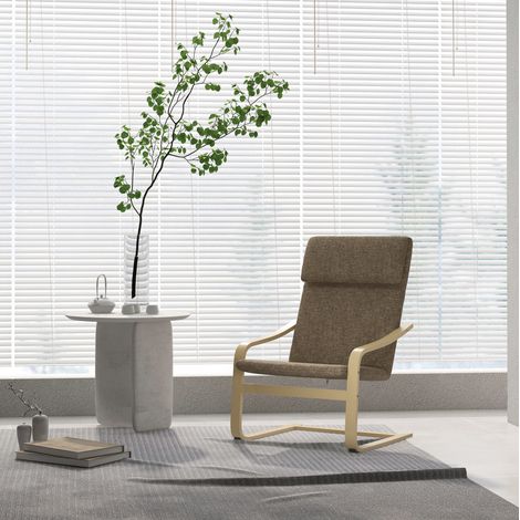 Relaxsessel 65x69x98 cm braun in Leinenoptik mit Birkenholzgestell und Kopfkissen (1/5)