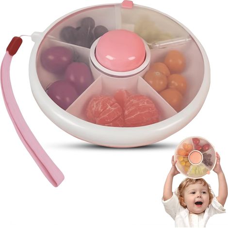 Bandeja para verduras con tapa para usar en el refrigerador recipiente reutilizable para refrigerios plato para fiestas con asas caja de refrigerios para niños y adultos fruta (1/5)