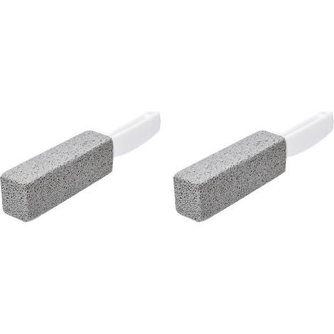 Lot de 2 brosses de nettoyage efficaces pour cuvette de toilettes en pierre ponce, avec manche incurvé en PP, pour carrelage et barbecues. (1/5)