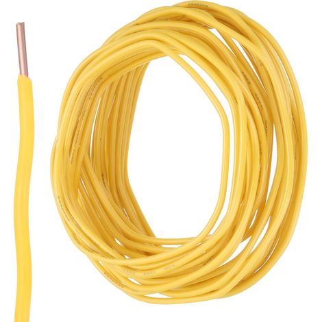 25 Pieds Fil Electrique Isolé Cuivre Solide 14 AWG Câble de Connexion THHN Fil Résidentiel, Industriel, Mise à la Terre, Électrique Classé pour 600 Volts, Jaune (1/5)