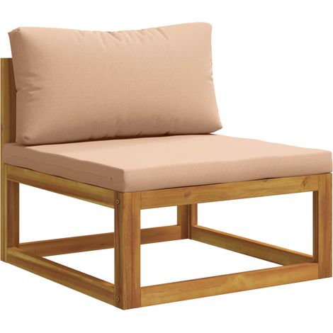 Sectional Middle Sofa with Cushions Solid Acacia Wood Natural vidaXL