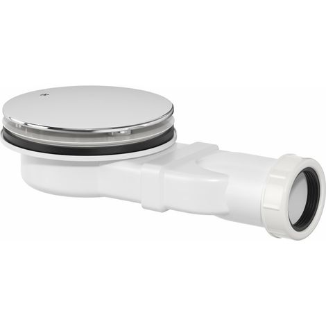 90mm Slim Shower Tray Waste Trap Chrome Vented Cover Easy Clean Bathroom (1/2)