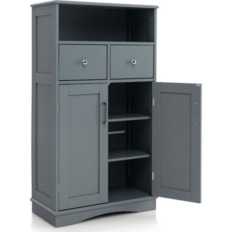Mobiletto indipendente 60 x 30 x 108 cm con ampio spazio di archiviazione e ripiani regolabili stile moderno MDF grigio 200010201