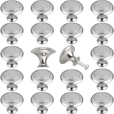 HOXILEELEO - Lot de 20 boutons et poignées pour meubles de cuisine, finition nickel brossé, compatibles avec les tiroirs, commodes et placards Eeekit. (1/5)