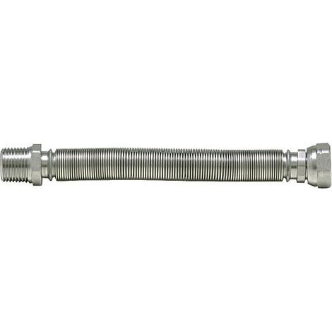 flexible ondule en acier 1/2" extensible de 500 mm a 1000 mm 1/2" fil male x 1/2" ecrou chapeau" (1/3)