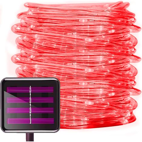 guirnalda de luces, 12 m, 100 LED, tubo de PVC, impermeable, para jardín, boda, fiesta (1/5)