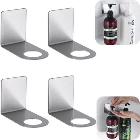 Étagères à ventouse lot de 4 de 6,8 x 4,5 cm - rangements pour bouteilles et gel douche, argent (1/5)