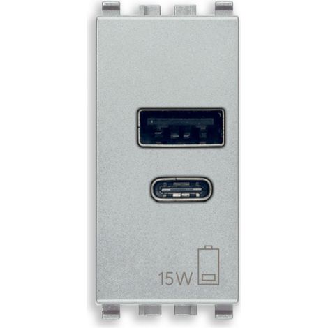 Presa usb-a+c vimar eikon 1 modulo 15w argento - 20292.ac.15.n
