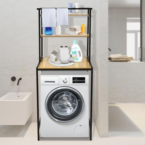 Étagère de machine à laver à 3 niveaux, étagère au-dessus de la machine à laver et du sèche-linge, étagère de salle de bain, gain de place, réglable en hauteur pour buanderie, salle de bain (1/5)