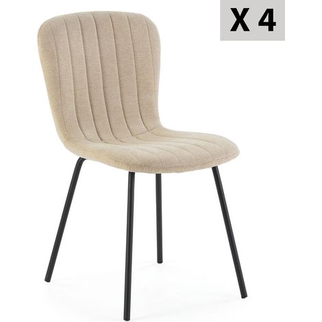 Pack 4 chaises Lucky recouvertes de tissu beige