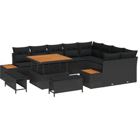 Maison Exclusive - Gartensofa-set mit Kissen 12 pcs Schwarz Poly