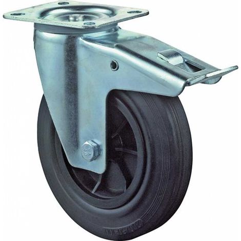 BS-R Lenkrolle 80 mm Gummirad 100 kg mit Feststeller (1/3)