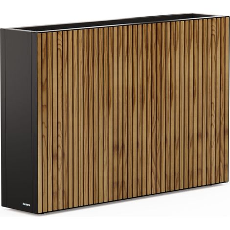 Fioriera Alta Herstera DECO PLANTER DIVIDER 25 in Metallo colore Nero e Legno 100x25x80 cm (1/5)