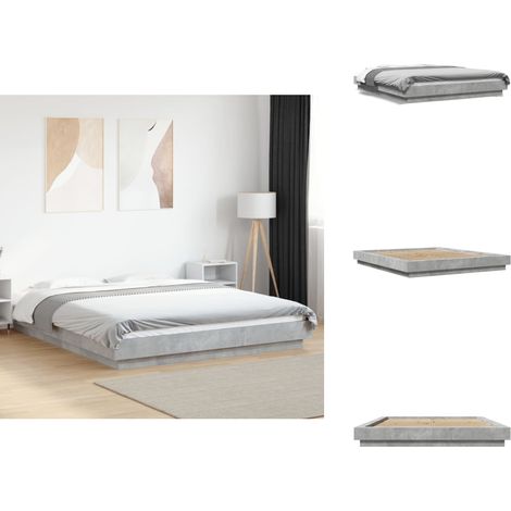 Bettgestell Betongrau 150x200 cm Holzwerkstoff - Beton Grau - Doppelbett - Holzrahmen - Lattenrost - Schlafzimmermöbel (1/5)
