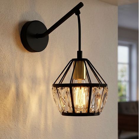 Lampada da parete per soggiorno E14 rotonda in metallo e vetro, H 25 cm (1/5)