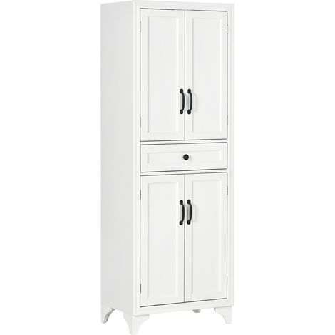 Buffet haut cuisine 4 portes, 2 placards, 1 tiroir milieu, hauteur 170 cm, étagère ajustable, blanc. (1/4)