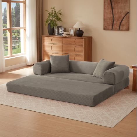 Sofá cama 1 plaza, sofá de suelo plegable de terciopelo topo 195 x 89 x 59 cm OKMYHOME (1/5)