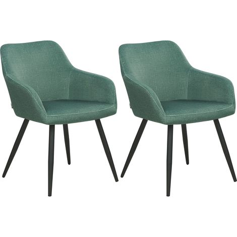 Set of 2 Dining Chairs CASMALIA Velvet Dark Green