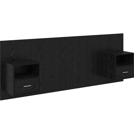 Headboard with Cabinet 3 pcs Black Oak Engineered Wood vidaXL
