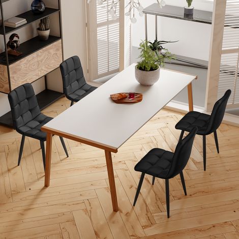 Set di 2 sedie da pranzo - Schienale imbottito in velluto - gambe in metallo - struttura in metallo - per soggiorno e camera da letto - Nero