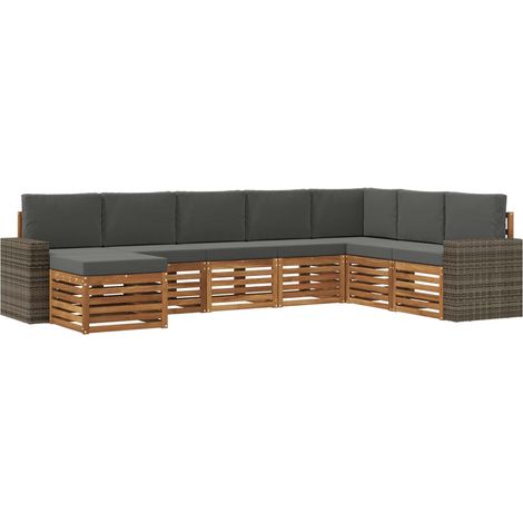 Outdoor Sofa Set 8 pcs Natural and Anthracite vidaXL