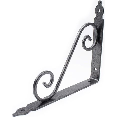 Equerre Etagere Murale 2 PCS Support Tablette Murale 190 x 140 mm Equerre Metal Fer Forgé Argenté Equerre Fixation pour Decoration Murale, Étagère Murale, Etagere Cuisine (1/4)
