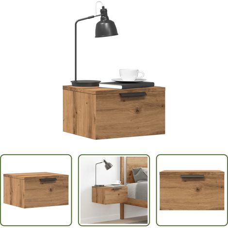 vidaXL Holz Nachttisch -  Wand-Nachttisch Artisan-Eiche 34x30x20 cm (1/5)