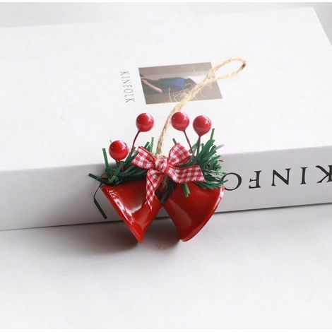 Décoration de Noël : double clochette pour fenêtre, pendentif sapin de Noël, accessoires faits main, pendentif clochette en métal (1/5)