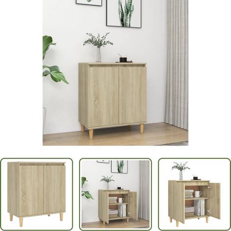 Schrank - Sideboard mit Massivholz-Beinen Sonoma-Eiche 60x35x70 cm (1/5)