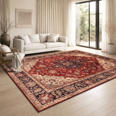Paco Home Tapis Salon Oriental Vintage Lavable Poils Courts Antiderapant Rouge Beige Multicolore Or 160x220 cm