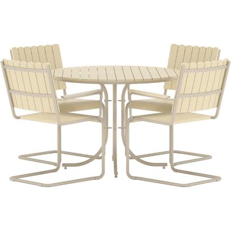 Holmsund Gartenset Tisch 100x100cm 4 Stühle beige.