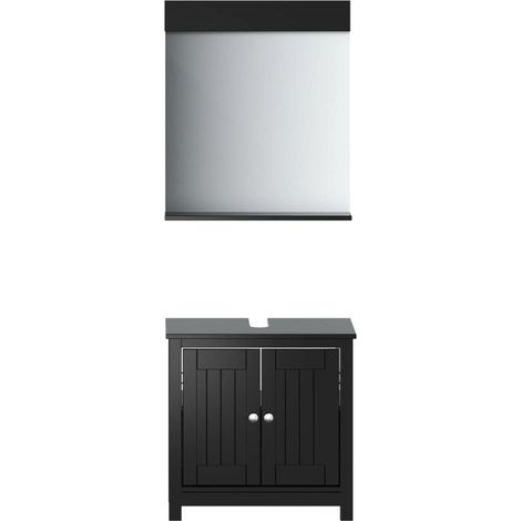 Meubles de salle de bain 2 pcs BERG noir bois de pin massif CFW399305 (1/5)