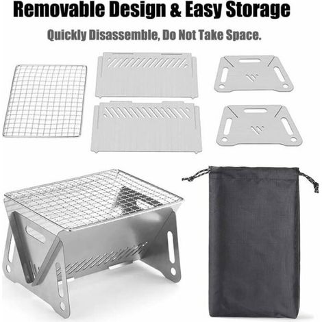 1 Mini barbecue, Pliable, Surface 16x21 cm, Charbon, Poids 500 g, Extérieur (1/5)