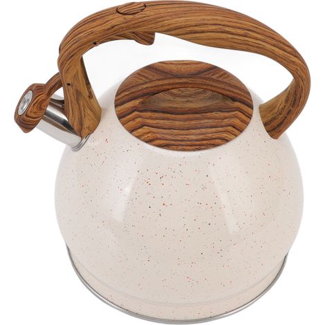 Bouilloire sifflante 3L avec poignée ergonomique, en acier inoxydable antirouille, compatible avec les plaques à gaz et à induction. (1/5)