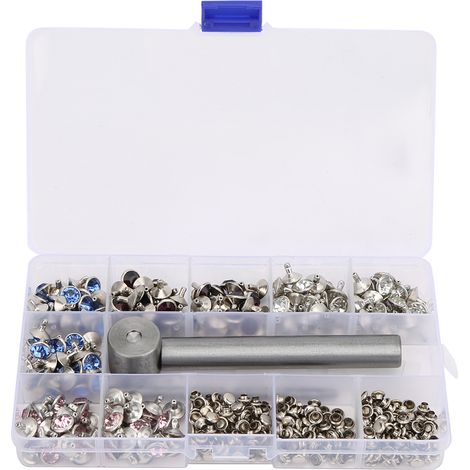 Lot de 200 Clous Strass 4 Couleurs Punk Rivets Double Face pour Ceinture Cuir Chaussures DIY (1/5)