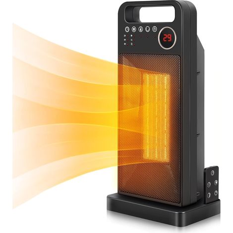 Heizlüfter, energiesparend, leise, 2000 W Keramik-Heizlüfter mit Fernbedienung für Badezimmer, elektrische Heizung mit 2–12 Stunden Timer für 30 m² Räume, 15–35 °C, 3-stufige Innenheizung mit Oszillat (1/5)