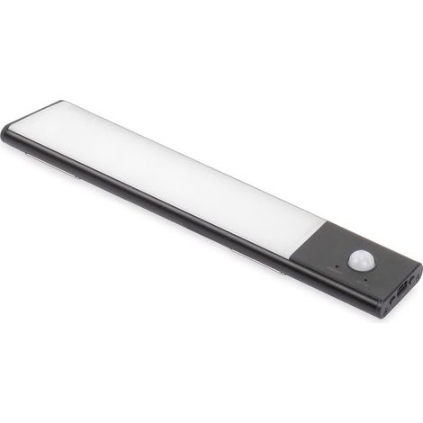 Emuca USB wiederaufladbare LED-Wandleuchte Kaus Black mit Bewegungssensor,, L240mm, Kunststoff und Aluminium, Schwarzer Metallic-Lack (1/5)